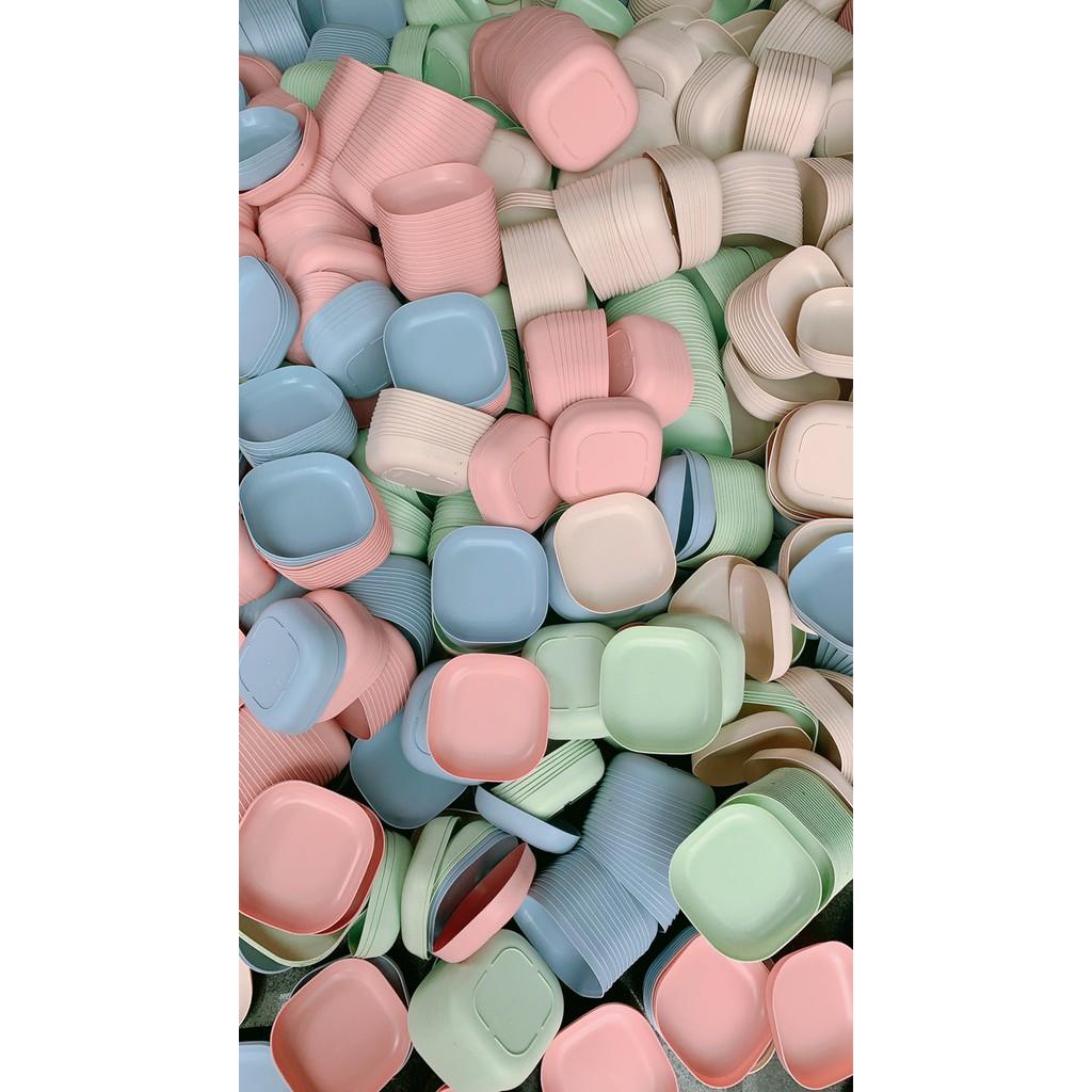 Đĩa Lúa Mạch Vuông Mẫu Mới Màu Pastel An Toàn Cho Sức Khỏe - Có Thể Bỏ Lò Vi Sóng - Đĩa Nhựa Bền Đẹp Duashop