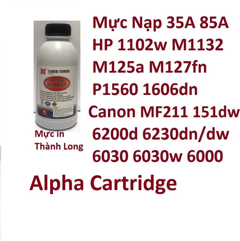 Mực nạp 35A  dành cho hộp mực HP 35a 36A 48A 83A 85A 78A 79A Canon 337 312 313 325 326 328 hàng chính hãng Alpha cartridge