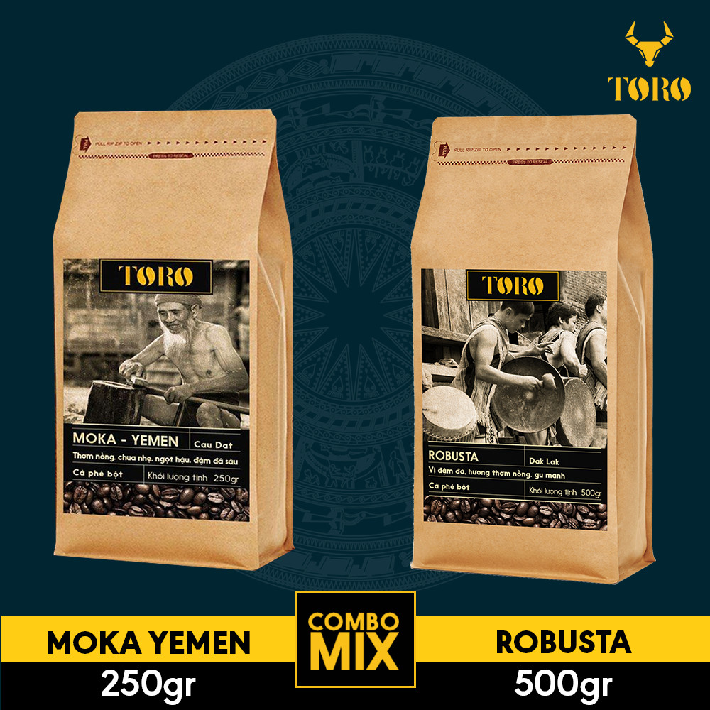 Combo Cà Phê Bột TORO MOKA YEMEN CẦU ĐẤT và ROBUSTA