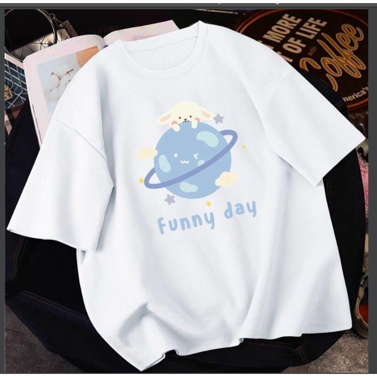 Áo phông, áo thun nam nữ form rộng tay lỡ Unisex FUNNY DAY Từ 50-70kg