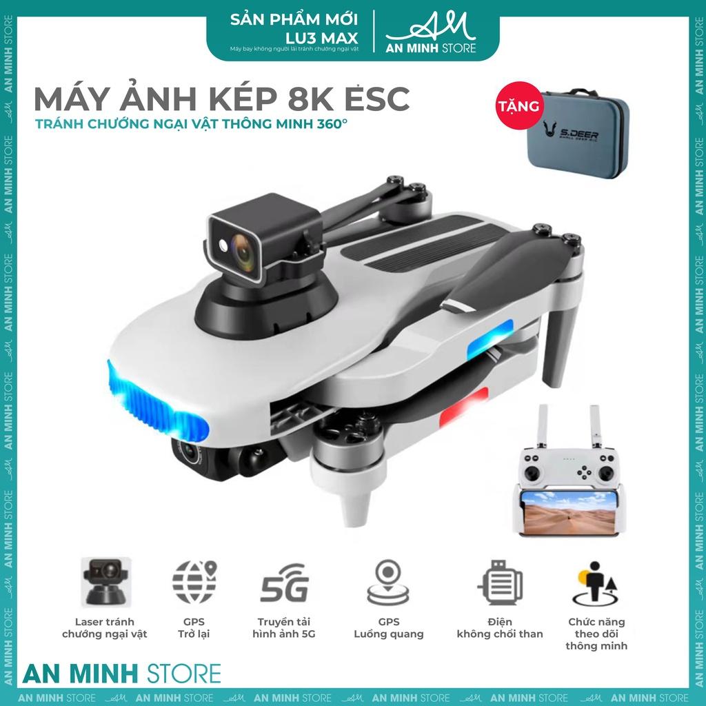 Flycam LU3MAX Laser 8K Camera Kép GPS Bay 600m HD Chụp Ảnh Trên Không Máy Bay Điều Khiển Từ Xa