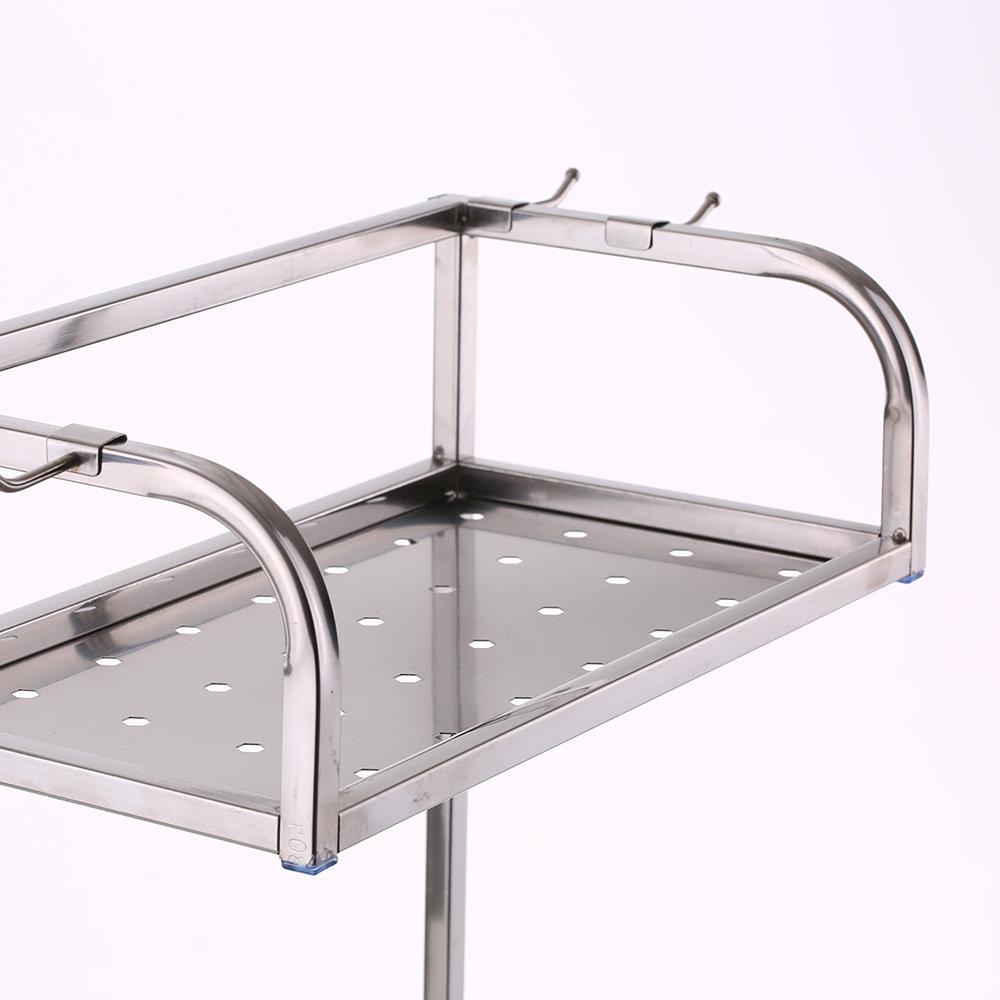 Kệ bếp 2 tầng bằng thép không gỉ 304, chống gỉ sét, thiết kế có móc treo, tiện lợi cho nhà bếp
