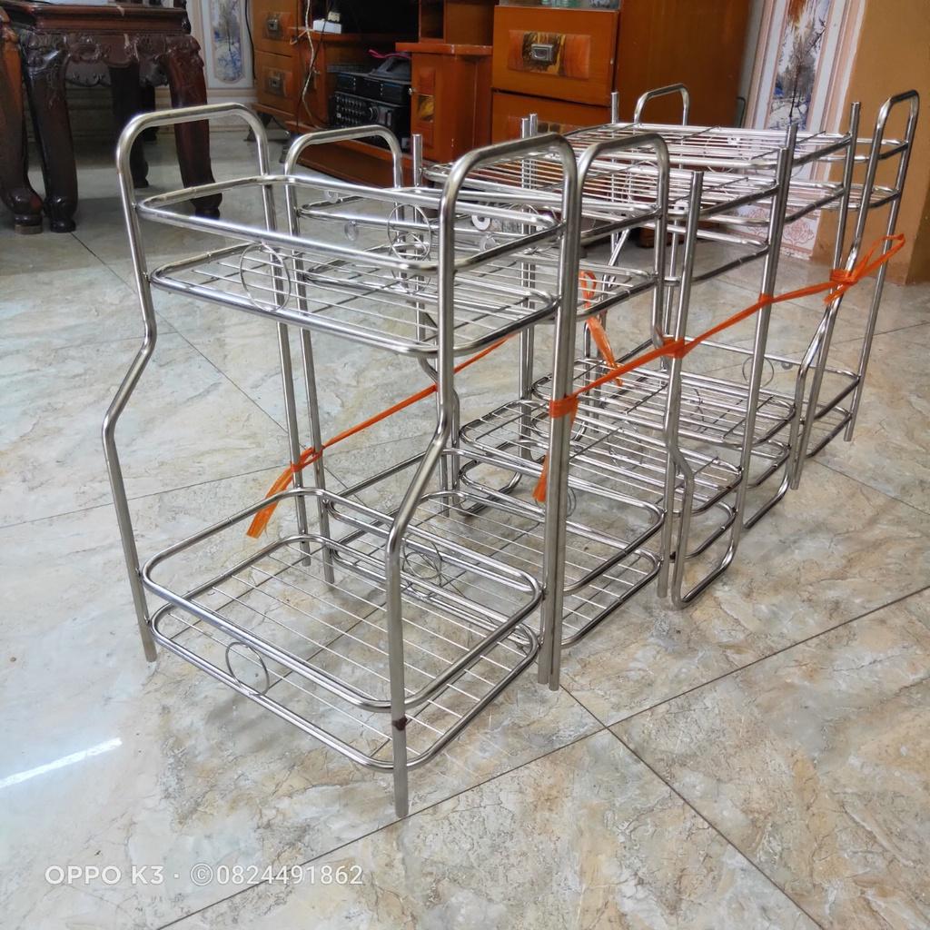 Kệ Inox đựng gia vị 2 tầng ống