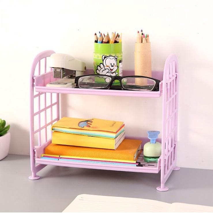 Kệ nhựa lắp ghép 2 tầng mini decor bàn học