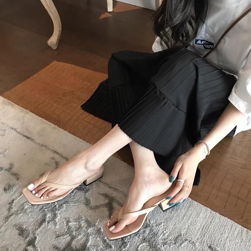 Dép sandal xỏ ngón gót vuông đế 3.5 phân Hàn quốc