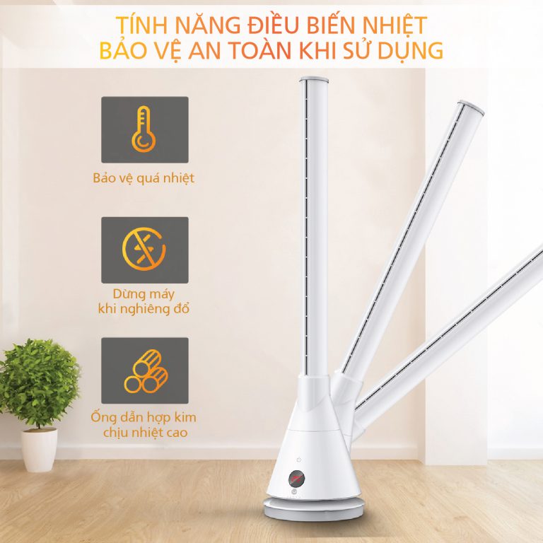 Quạt Làm Mát Và Sưởi Ấm ULTTY SKJ-CR018H, Chất Liệu Sưởi Gốm Ceramic Không Đốt Cháy Oxy, Không Khô Da, Tự Động Tắt Khi Quá Nhiệt - Màu Trắng - Hàng Chính Hãng