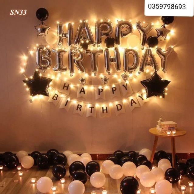 Set️bóng trang trí sinh nhật️Happy Birthday kèm đèn Led