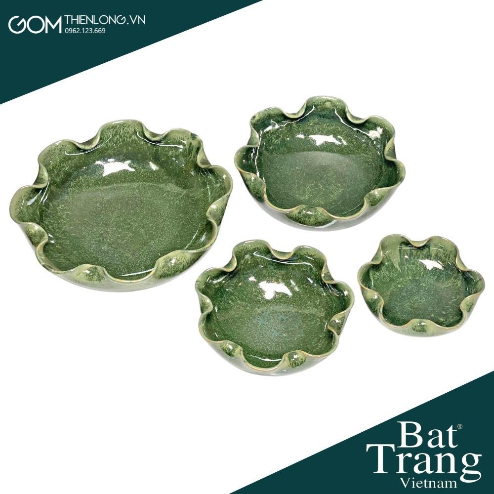 Combo Bát Nước Minh Đường Tụ Thủy Màu Thiên Thanh - Đồ Thờ Cúng Bát Tràng Cao Cấp - Gốm Thiên Long