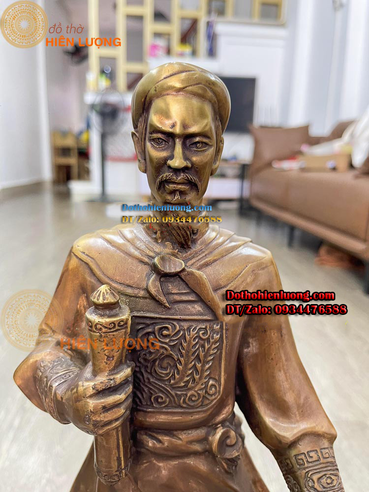 Tượng Trần Hưng Đạo - Trần Quốc Tuấn Bằng Đồng Cao 50cm Màu Nâu - Đồ Thờ Hiên Lượng