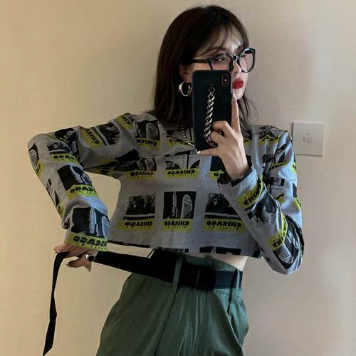 Áo thun crop top in hình Mã: AX4177
