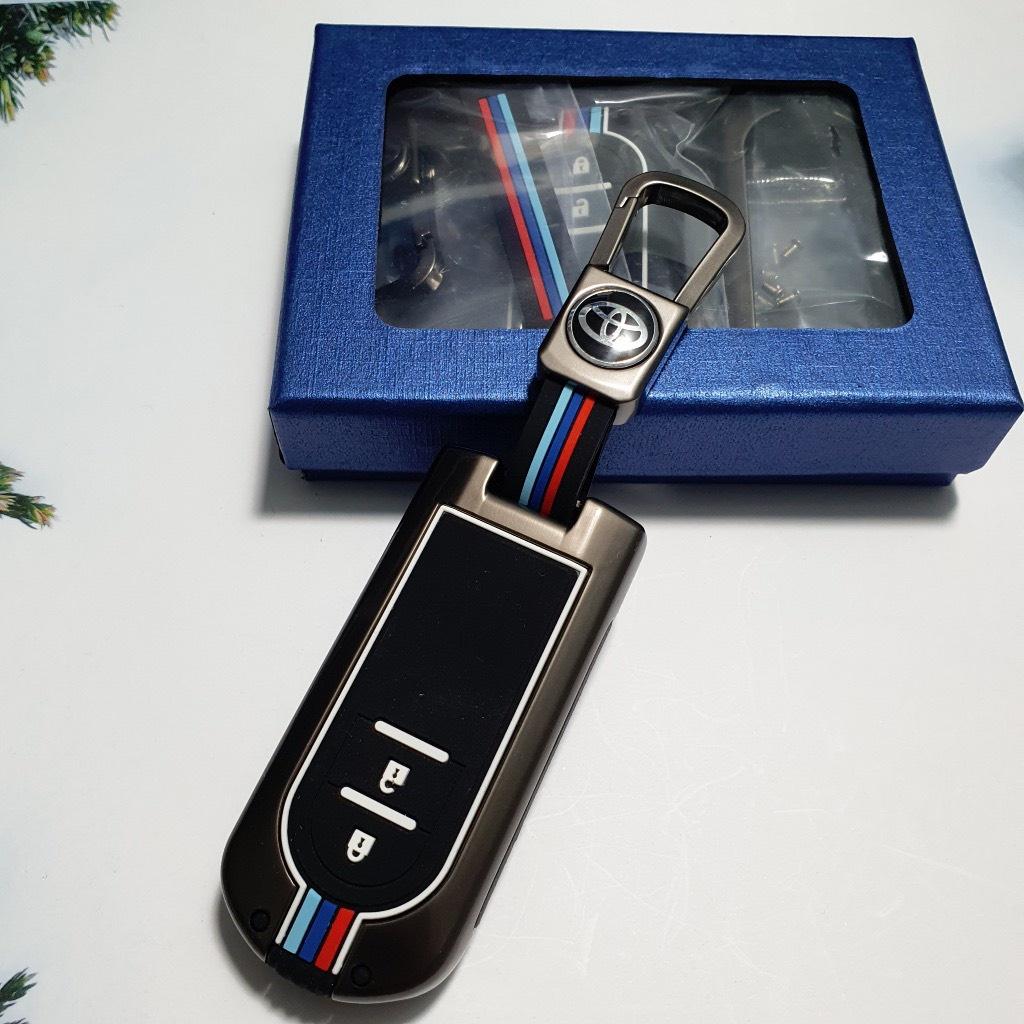 Ốp khóa kim loại phản quang-Ốp Chìa Khóa Xe Toyota Rush Wigo Avanza Hợp Kim Kẽm 2 Nút bảo vệ chìa khóa