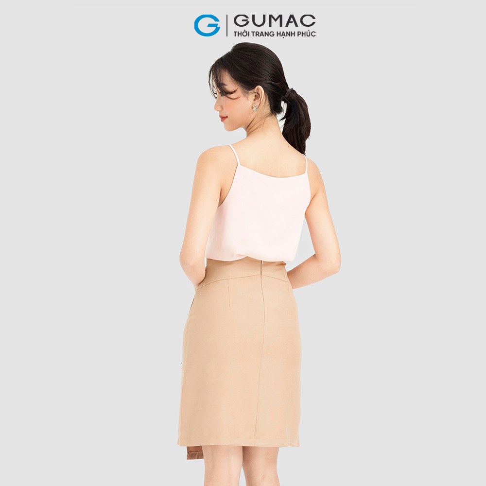 Áo dây GUMAC AC08057 vải lụa 2 dây cổ đổ