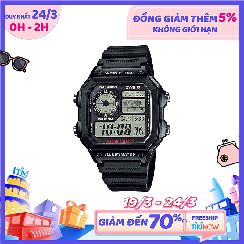 Đồng hồ nam dây nhựa Casio AE-1200WH-1AVDF