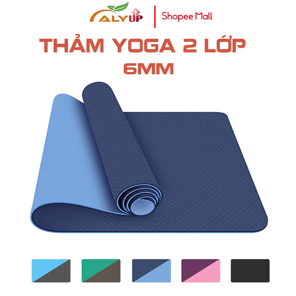 Thảm Tập Yoga Định Tuyến ALYUP Hàng Chính Hãng - 2 Lớp Dày 8mm Tặng Kèm Túi - Kích Thước 183x61cm