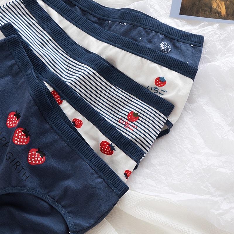 Quần Lót Nữ Cotton Siêu Thoáng Nâng Mông Dâu Tây Tím Than Siêu xinh QL10