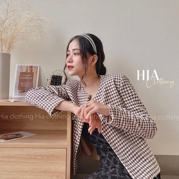 Áo Khoác Dạ Tweed Cao Cấp, Đính Cúc Đồng Cổ Tròn | Thiết Kế Độc Quyền| Chất Vải Thoáng Mát, Đi Làm, Đi Chơi HIA Clothing