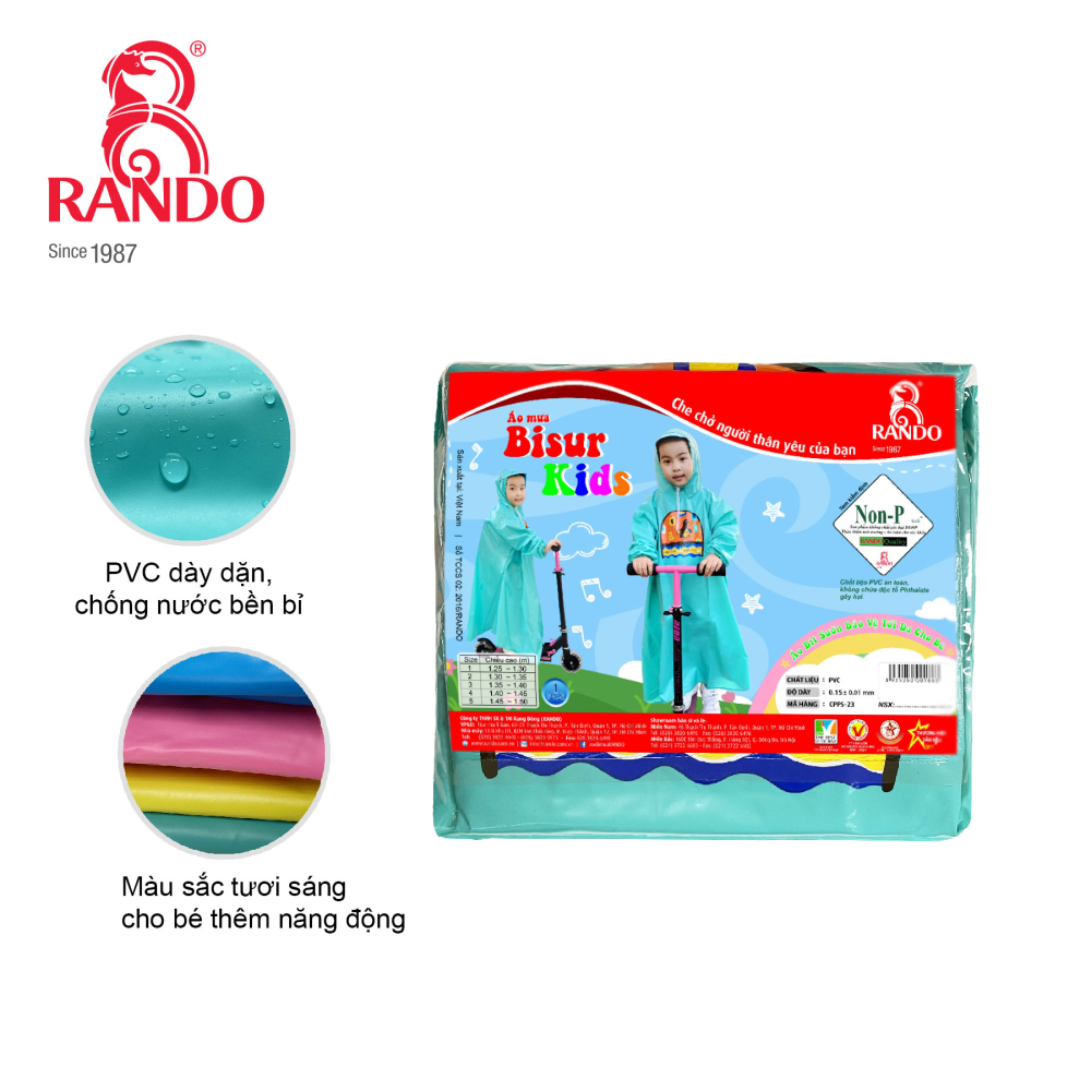 ÁO MƯA TRẺ EM CAO CẤP - BISUR KIDS