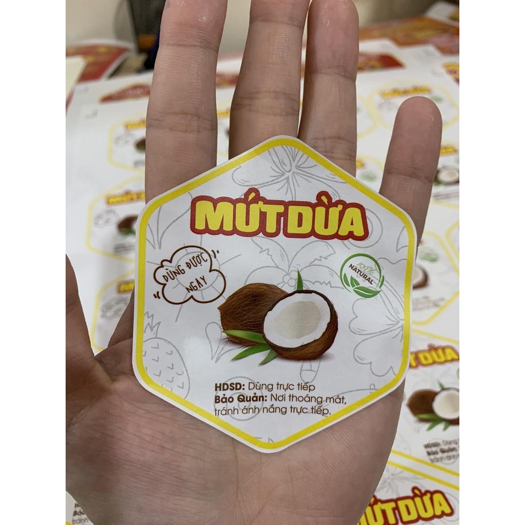 Tem lục giác các loại mứt tết 7*8cm
