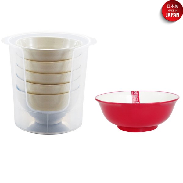 Combo khay đựng bát đĩa cất gọn Sanada Seiko φ14.9cm + Bát nhựa 500ml - nội địa Nhật Bản