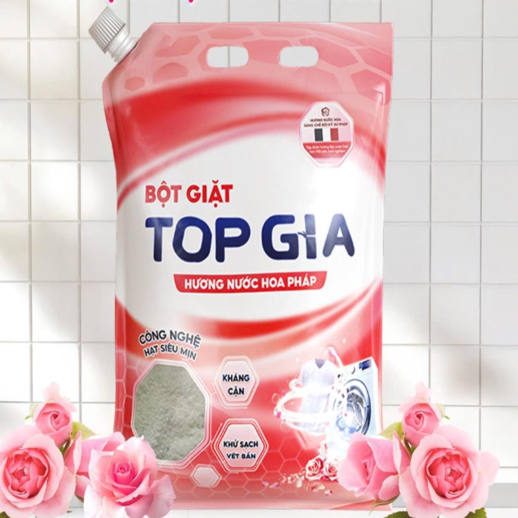 Bột Giặt TOPGIA Hương Nước Hoa Pháp, Nano Kháng Cặn, An Toàn Chăm Sóc Da Tay, Đánh Bay Vết Bẩn