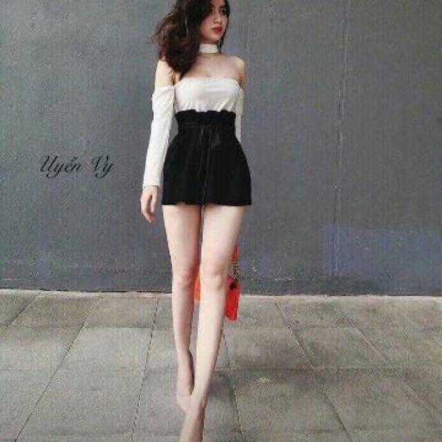 Đầm bẹt vai dây rút kèm vòng cổ