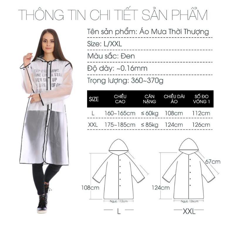 Áo mưa thời thượng size L (160-170cm)