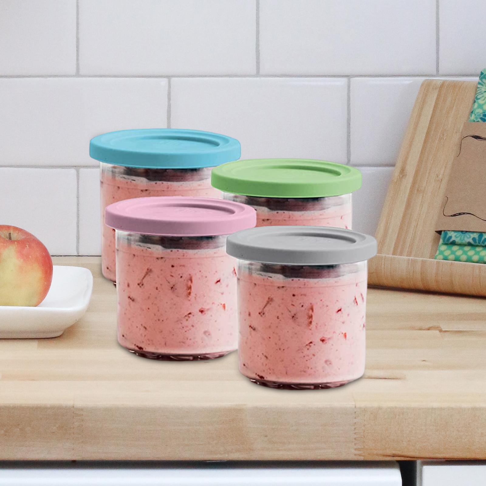 4Pcs Freezer Food Storage Tubs with Silicone Lid for Kitchen Restaurant