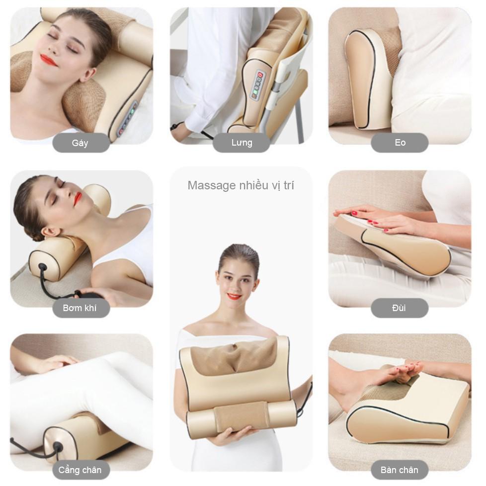 Gối Massage Hồng Ngoại Kép RULAX, Gối Mát Xa Trị Liệu Kết Hợp Thảo Dược, Da Pu Cao Cấp RL-04