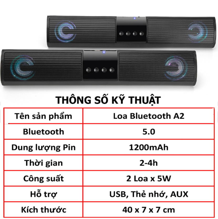 Loa Bluetooth, Loa Vi Tính BUMTEK A2 dáng dài 2 loa cực đỉnh - Âm Thanh Cực Chất - Kiểu dáng sang trọng hỗ trợ thẻ nhớ, đài FM - Hàng chính hãng