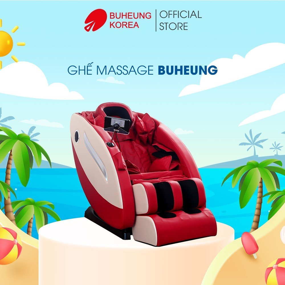 Ghế Massage Buheung điều khiển bằng giọng nói, con lăn 3D, massage túi khí, 5 chế độ massage tự động, bảo hành 5 năm