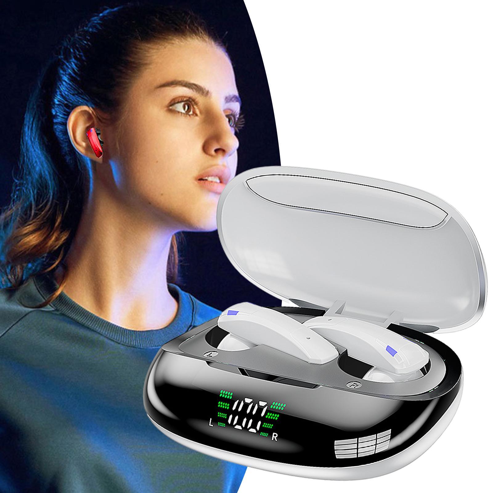 Wireless LED Display Headphones for Gaming Running Low Latency White