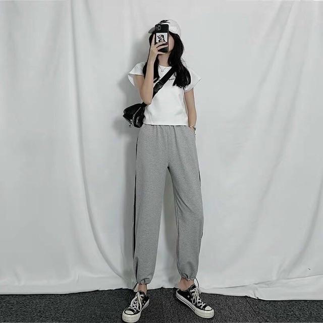 Quần joggers nữ ba sọc ống rộng chất siêu đẹp