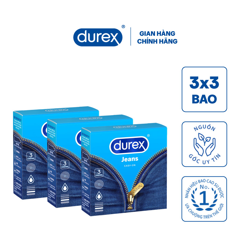 Bộ 3 Bao Cao Su Durex Jeans - Hộp 3 chiếc