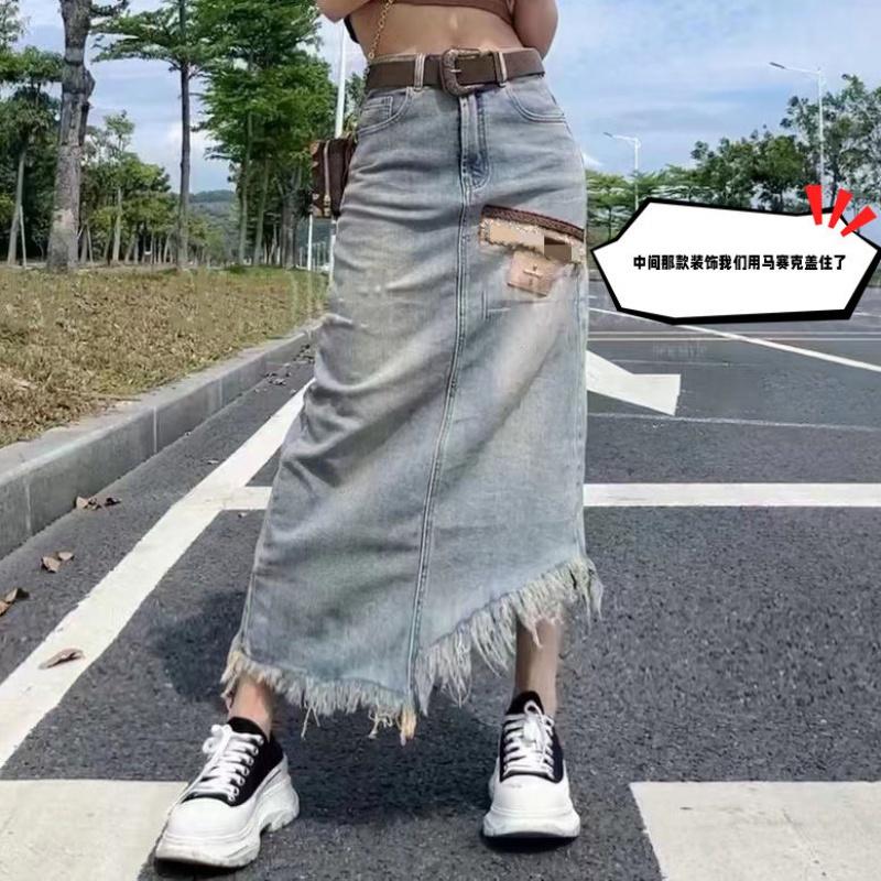 Chân Váy Denim Dài Lưng Cao Xẻ Tà Thời Trang Dành Cho Nữ