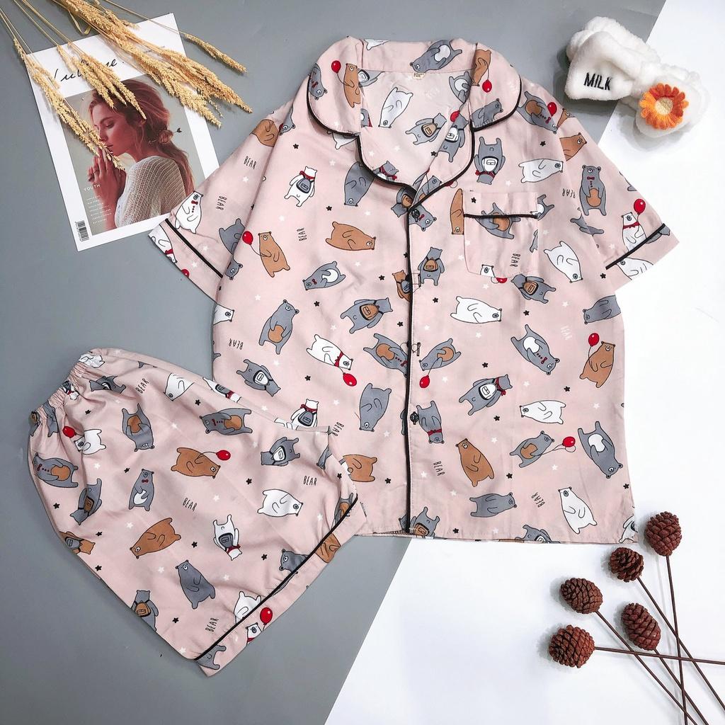 Đồ ngủ pijama nữ tay ngắn quần cộc, Bộ mặc nhà chất kate thái mềm mát, quần áo ngủ pyjama bigsize HATIBO