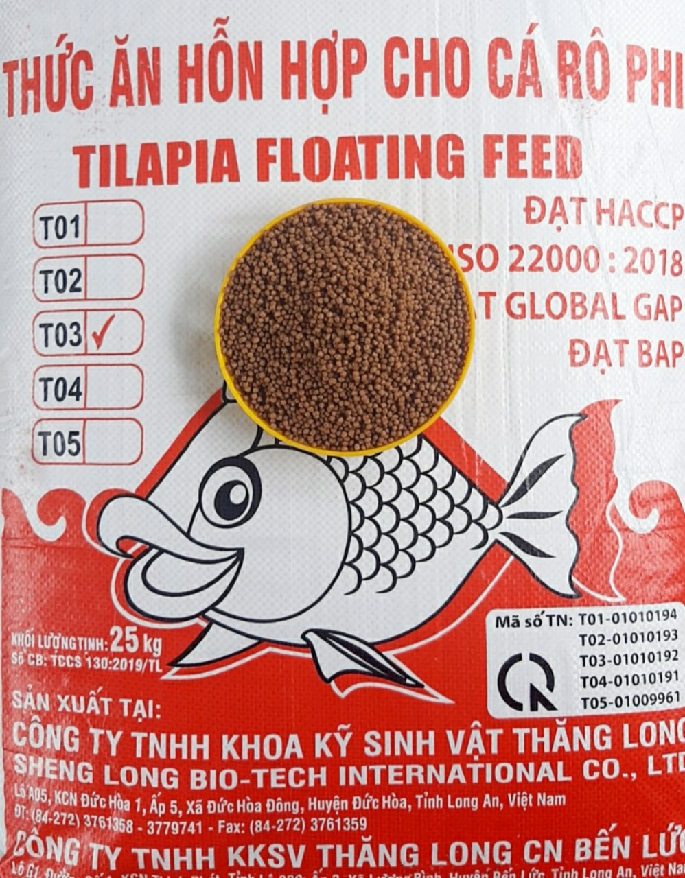 Cám T03 30% đạm cho cá Rô phi và Làm Mồi câu