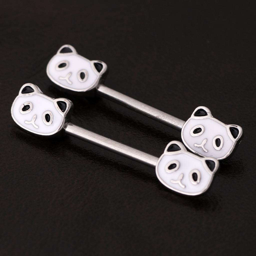 1Pair Panda Nipple Bar Ring Stainless Steel Shield Body Piercing Jewelry