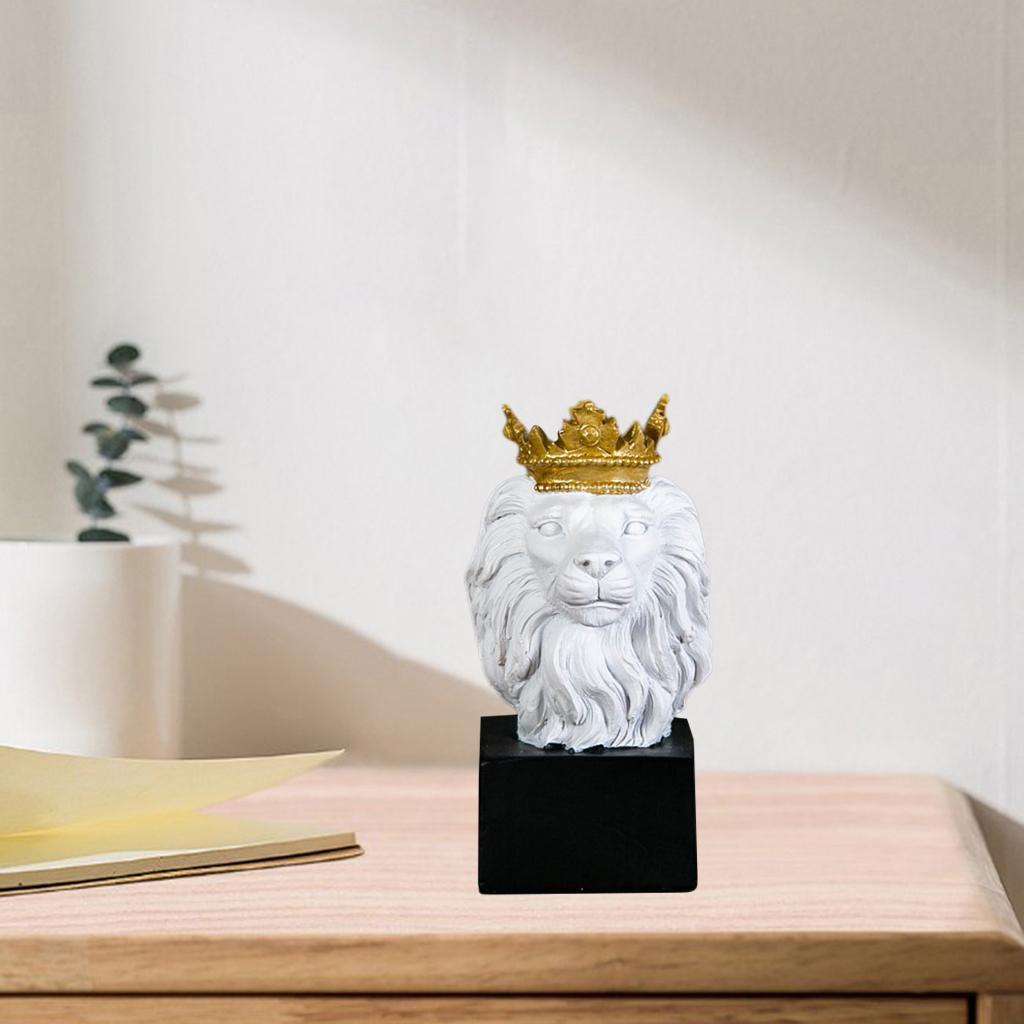 Lion Head Statue Ornament Home Sculpture Figurine Decor