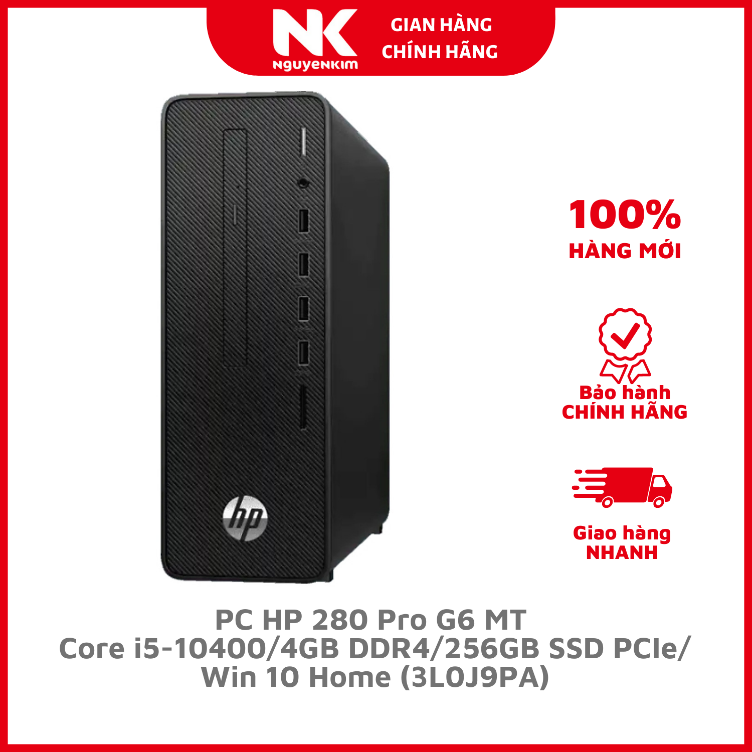 Máy Tính Để Bàn HP 280 Pro G6 MT Core i5-10400/4GB DDR4/256GB SSD PCIe/Win 10 Home (3L0J9PA) -Hàng Chính Hãng