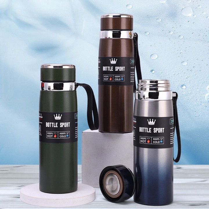 Bình Giữ Nhiệt Inox BOTTLE SPORT Dung Tích 800ml Có Nắp Lọc Trà Lõi Thép Chống Gỉ Cao Cấp