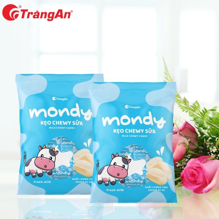 Combo 2 gói kẹo chewy sữa Mondy 250g, thương hiệu Tràng An, hạn sử dụng 12 tháng