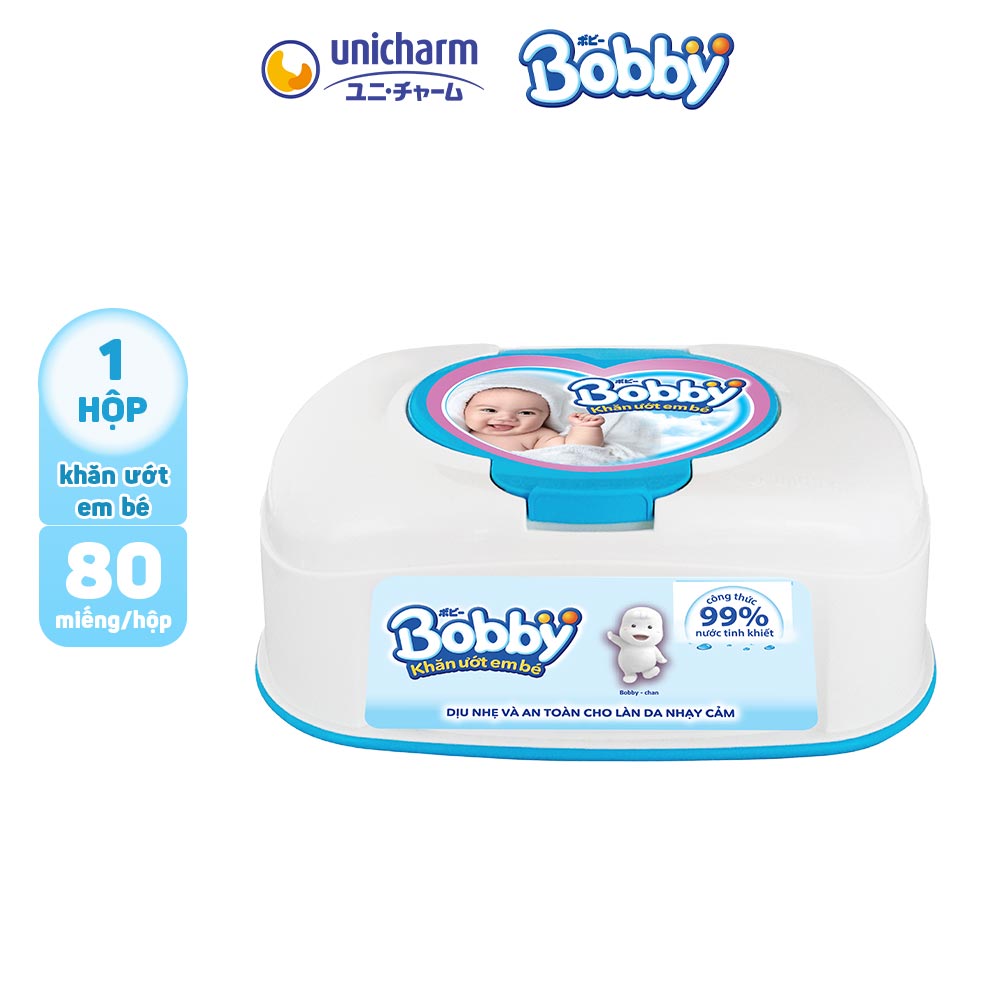 Khăn Ướt Bobby Hộp Tiện Lợi 80 Tờ