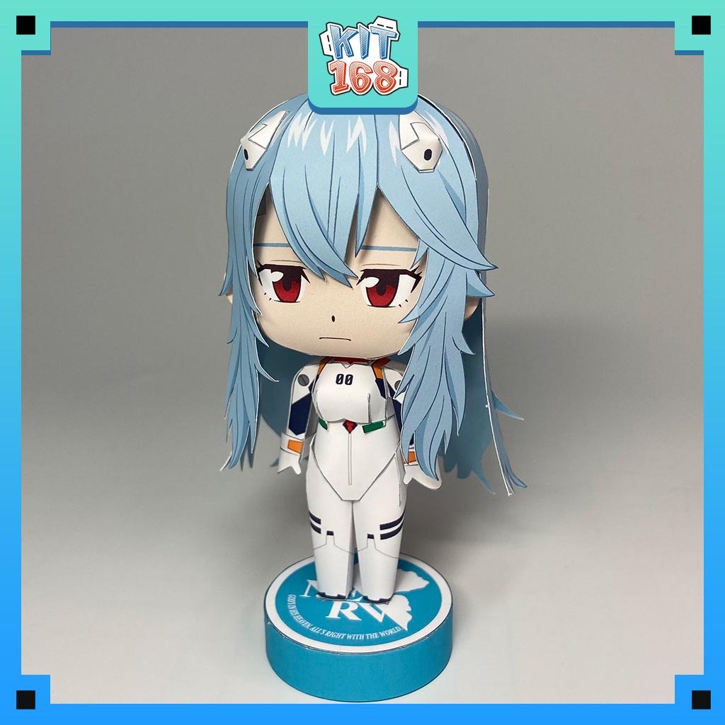 Mô hình giấy Anime Game Chibi Rei Ayanami ver 2 - Neon Genesis Evangelion + Hộp trang trí