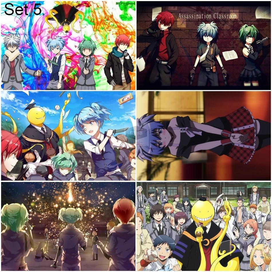 Bộ 6 Áp phích - Poster Anime Assassination Classroom - Lớp Học Ám Sát (bóc dán) - A3,A4,A5