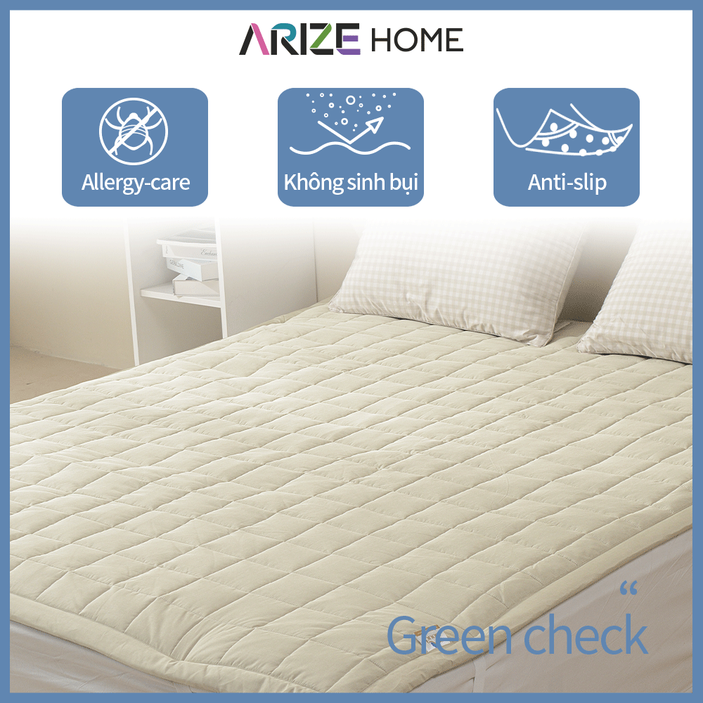 Tấm Bảo Vệ Nệm Arize Vải Microfiber Nhiều Màu, Chần Bông Vuông 1.1mx2.1m, 1.6mx2.1m, 1.8x2.1m