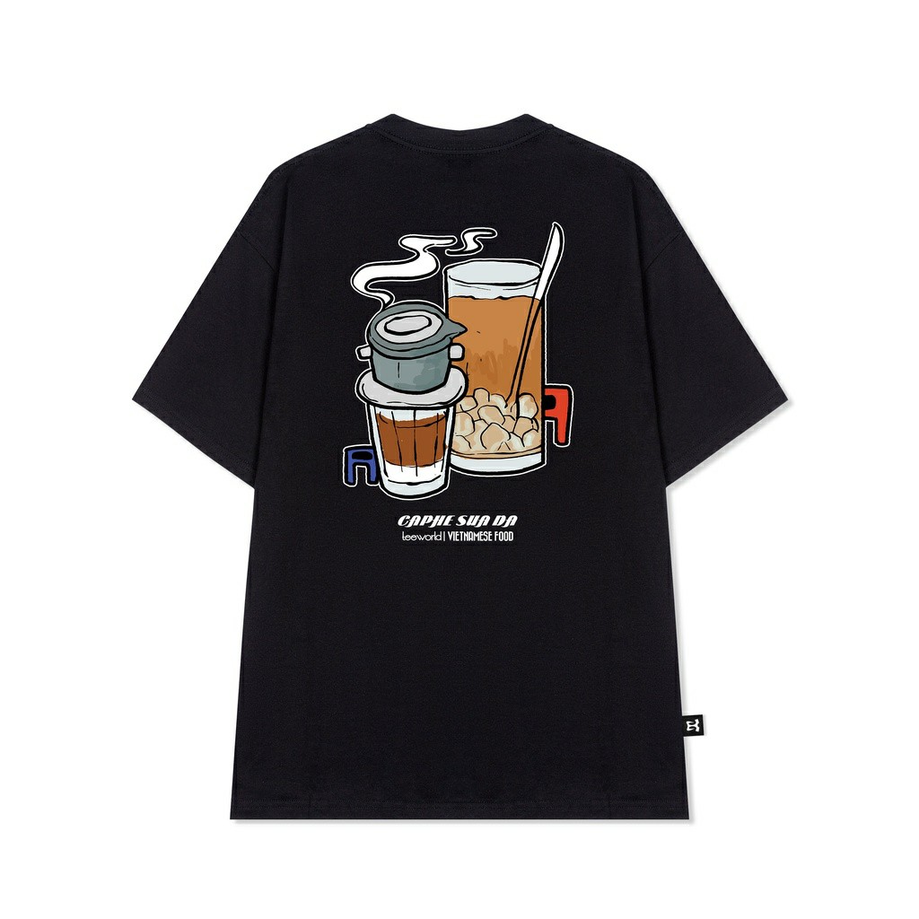 Áo Thun Teeworld Tw X Vietnamese Food - Ca Phe Sua Da Nam Nữ Trắng Đen Form Rộng Unisex - Đen - L