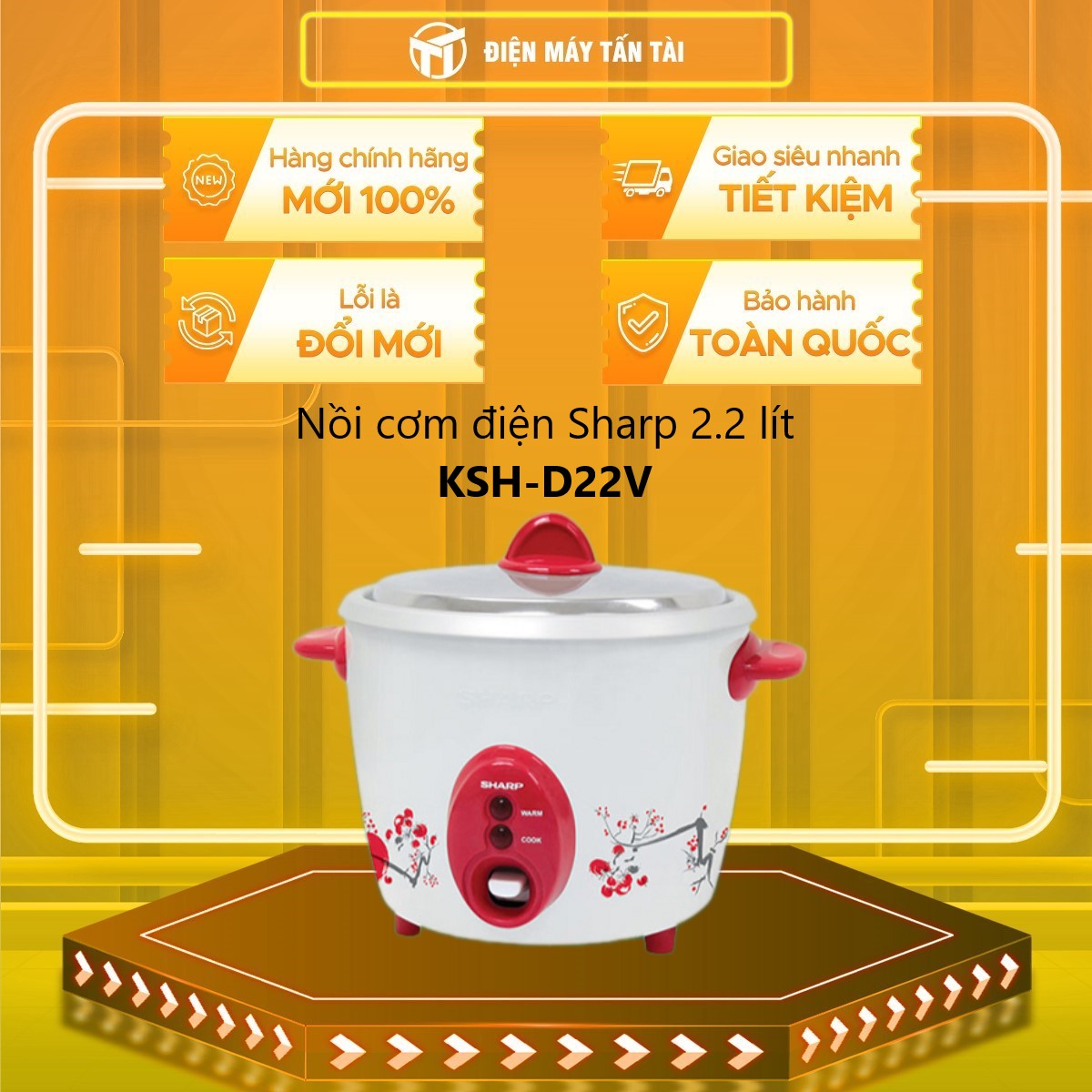 Nồi Cơm Điện Nắp Rời Sharp KSH-D22V - Màu Ngẫu Nhiên - Hàng chính hãng