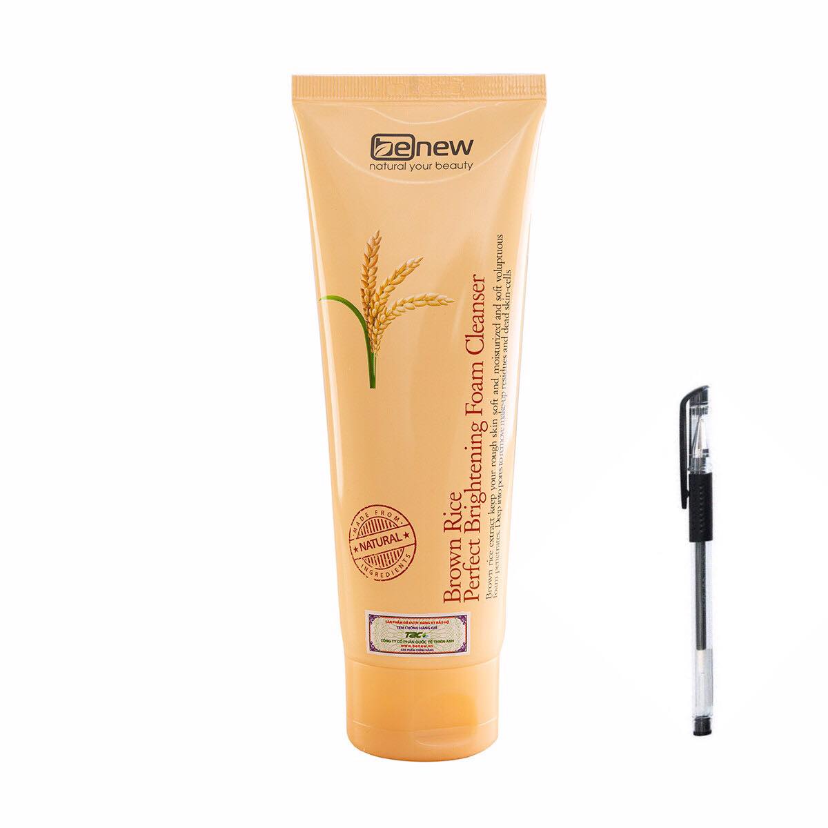 Sữa rửa mặt sáng da mầm gạo Benew Brown Rice Brightening Foam Cleansing 160ml [ tặng kèm bút bi mực nước ]