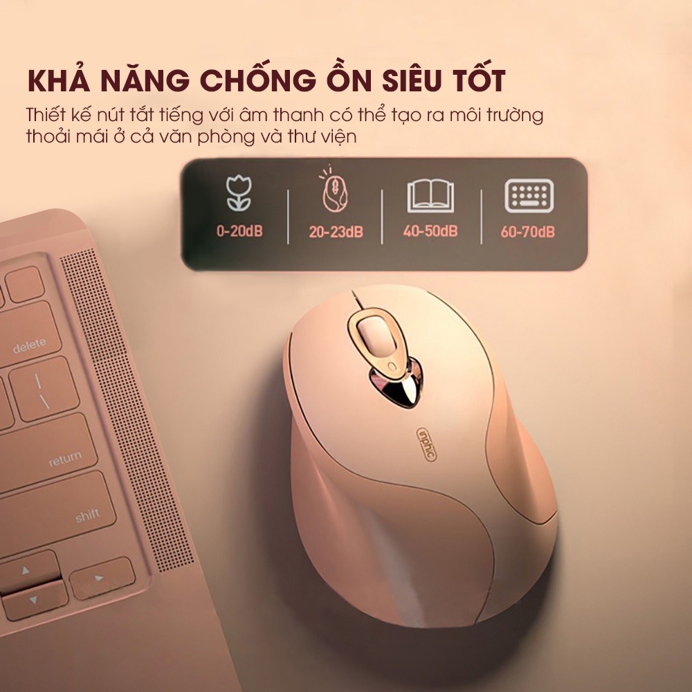 ￼Chuột máy tính không dây TEKKIN M8 cute màu hồng tự sạc pin dòng silent click chống ồn cho máy tính laptop masbook - hàng chính hãng