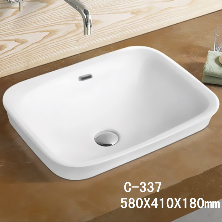 CHẬU LAVABO ÂM BÀN ĐÁ DƯƠNG VÀNH MEN NANO TRẮNG SÁNG